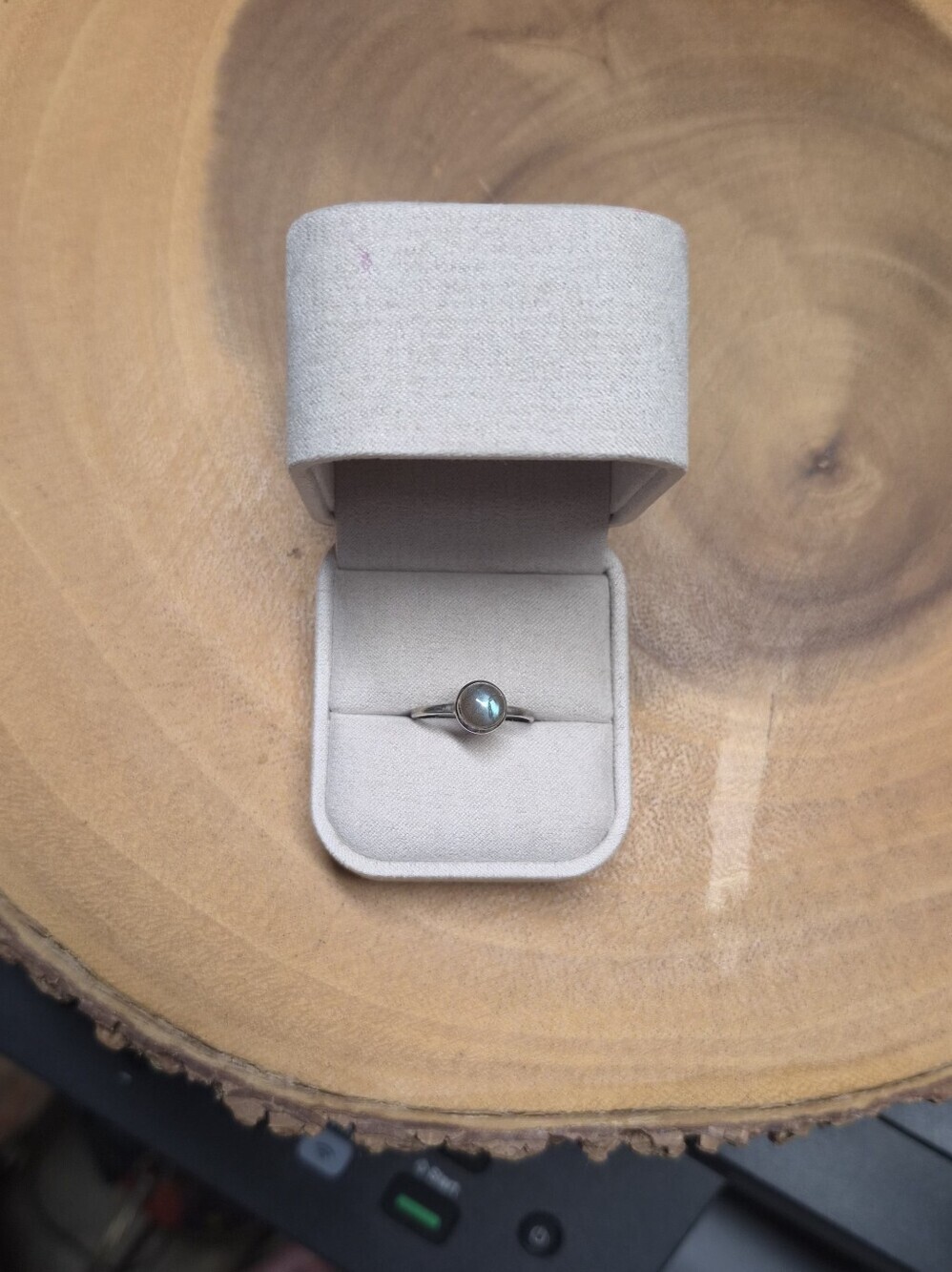 Vintage Natural Labradorite Solitaire Ring in 925 Sterling Silver Size 7 - Picture 6 of 7